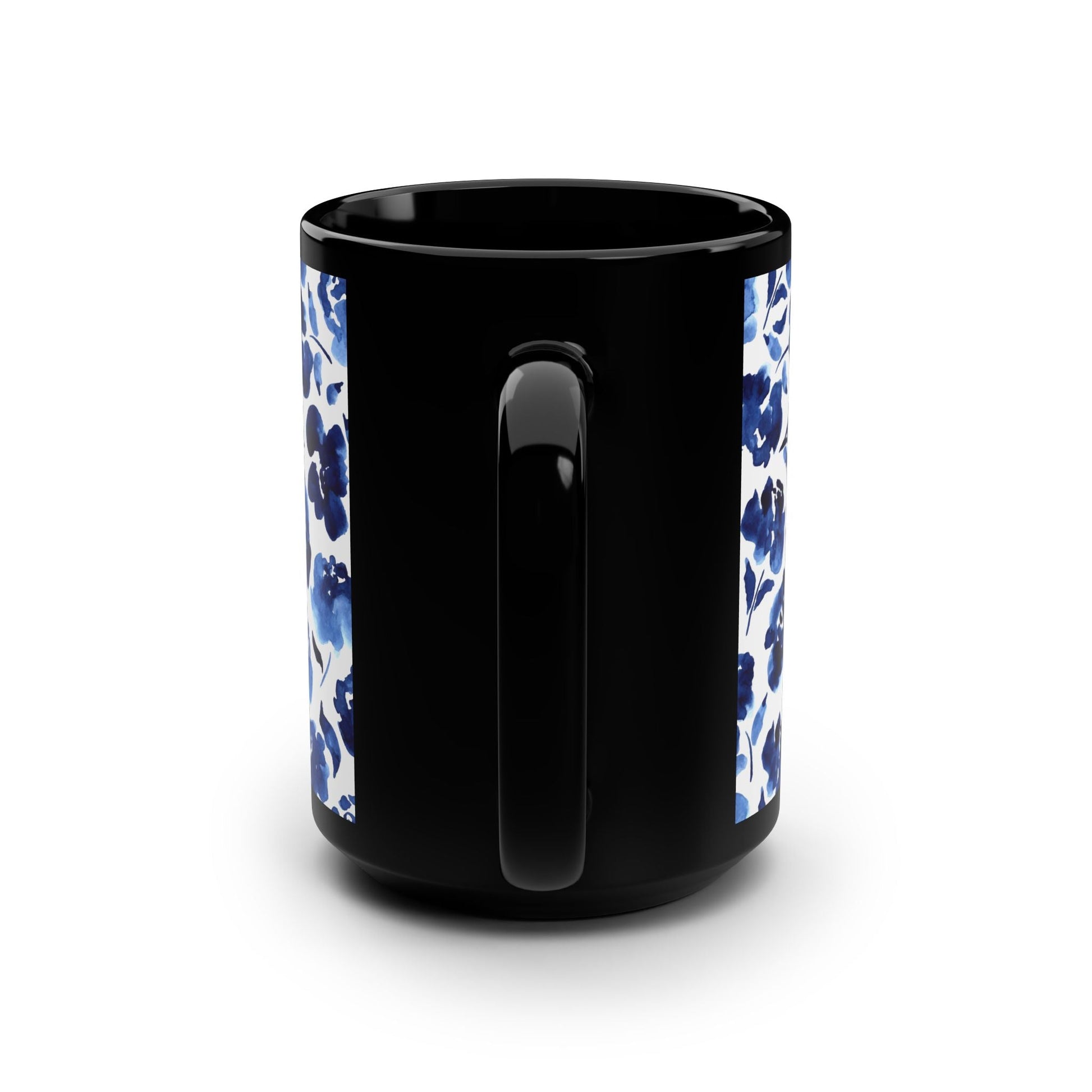 Floral Print Black Mug - 15oz - Kia Day Design