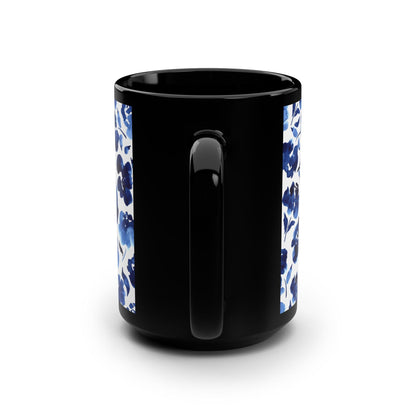Floral Print Black Mug - 15oz - Kia Day Design