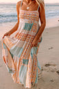 Printed Square Neck Cami Dress - Multicolor -