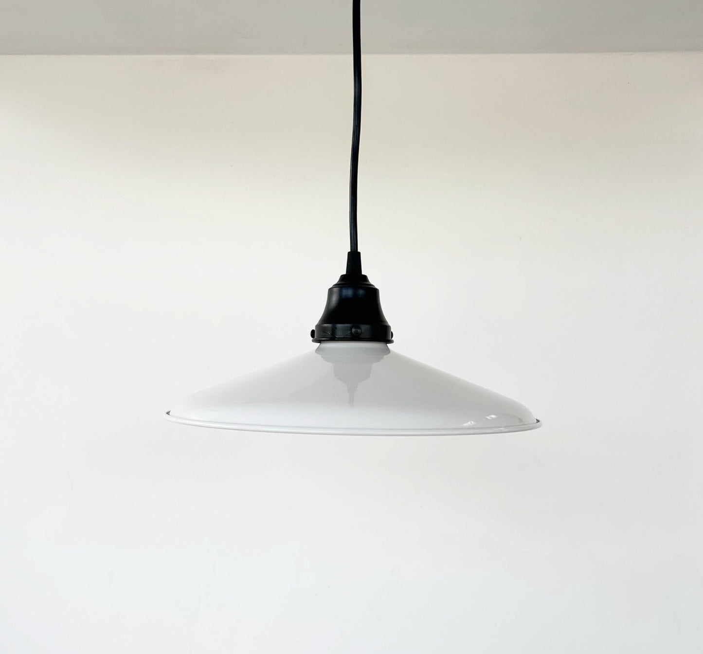 White Enamel Barn Pendant Light – Farmhouse Industrial Ceiling Fixture - - Farmhouse Lighting