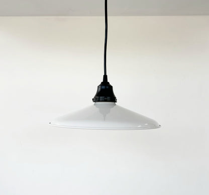 White Enamel Barn Pendant Light – Farmhouse Industrial Ceiling Fixture - - Farmhouse Lighting