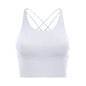 Comfort Full Support Padded Wire Free Cross Back Yoga Sports Bra Seamless White