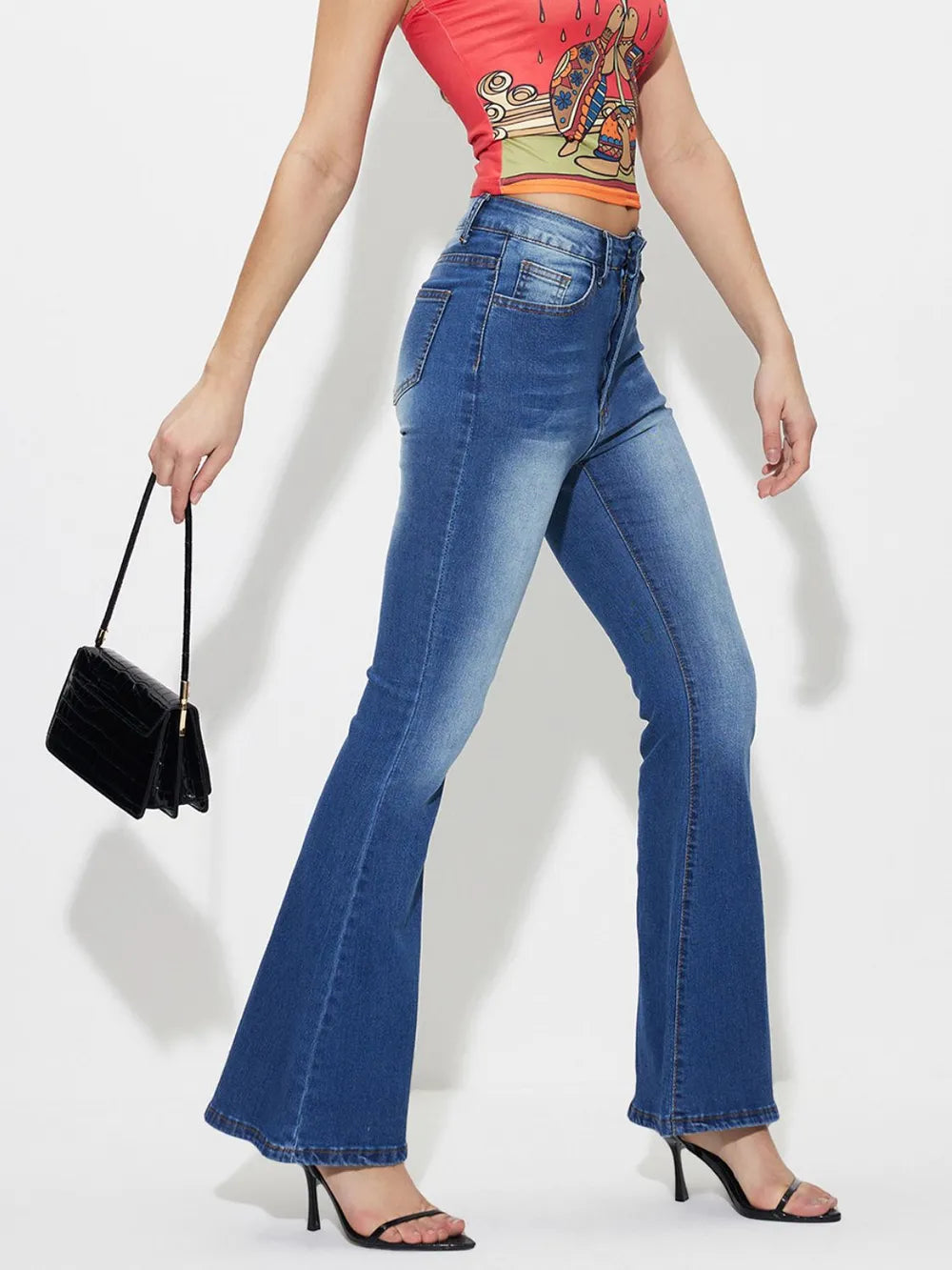 Mid-Rise Waist Bootcut Jeans - Medium -