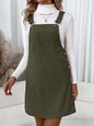 Corduroy Overall Mini Dress with Adjustable Straps - Black Forest -