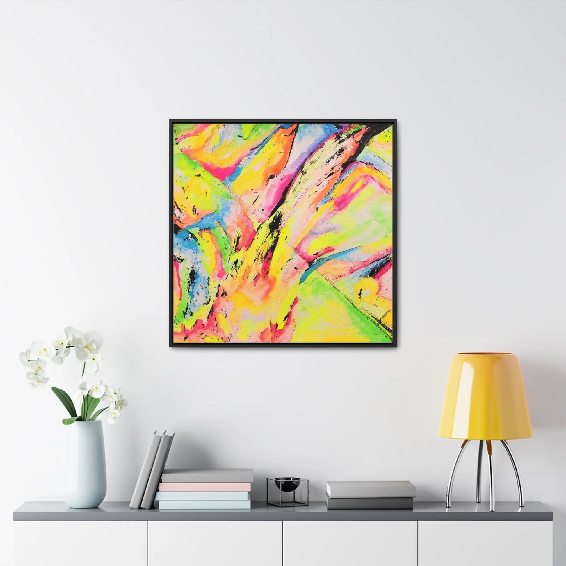 Neon Fire Gallery Canvas Wraps, Square Frame