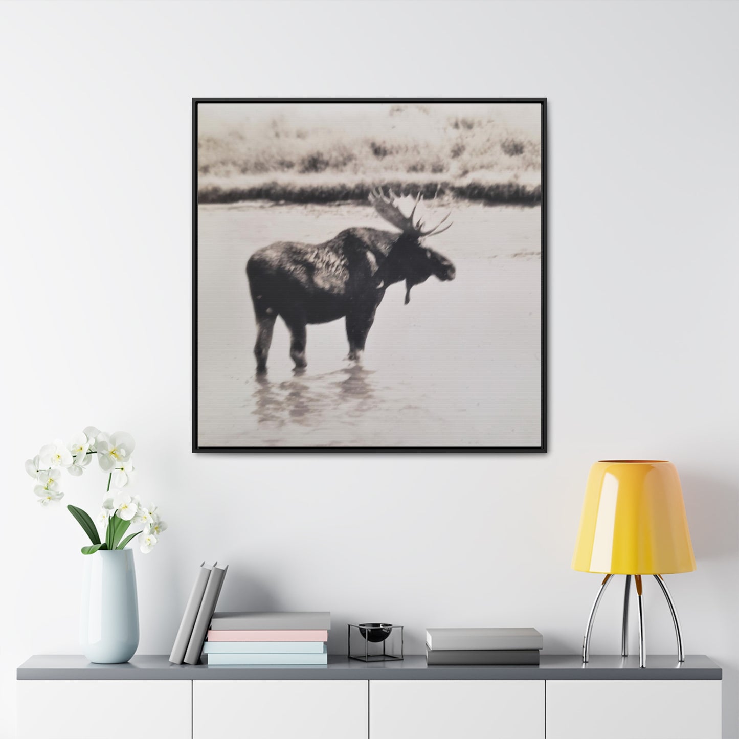 Yellowstone Bull Moose Gallery Canvas Wraps, Square Frame