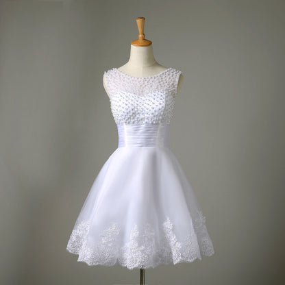Ivory Short Lace Wedding Dress - White US2 -