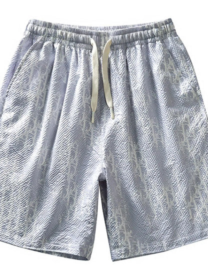 Men's Plus Size Abstract Print Drawstring Shorts - Pink Blue -