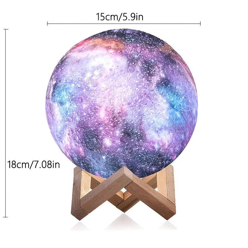 16-Color 3D LED Moon Light with Stand - Night Light - - night light
