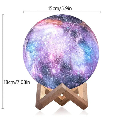16-Color 3D LED Moon Light with Stand - Night Light - - night light