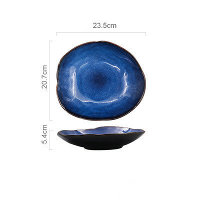 Nordic Ceramic Tableware Set - Plates and Bowls - Blue 23.5cm - bowls