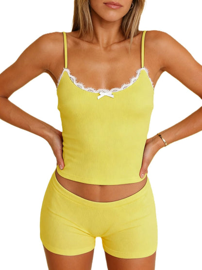 Contrast Trim Cami and Shorts Set- Shopimist- {{Product type}}