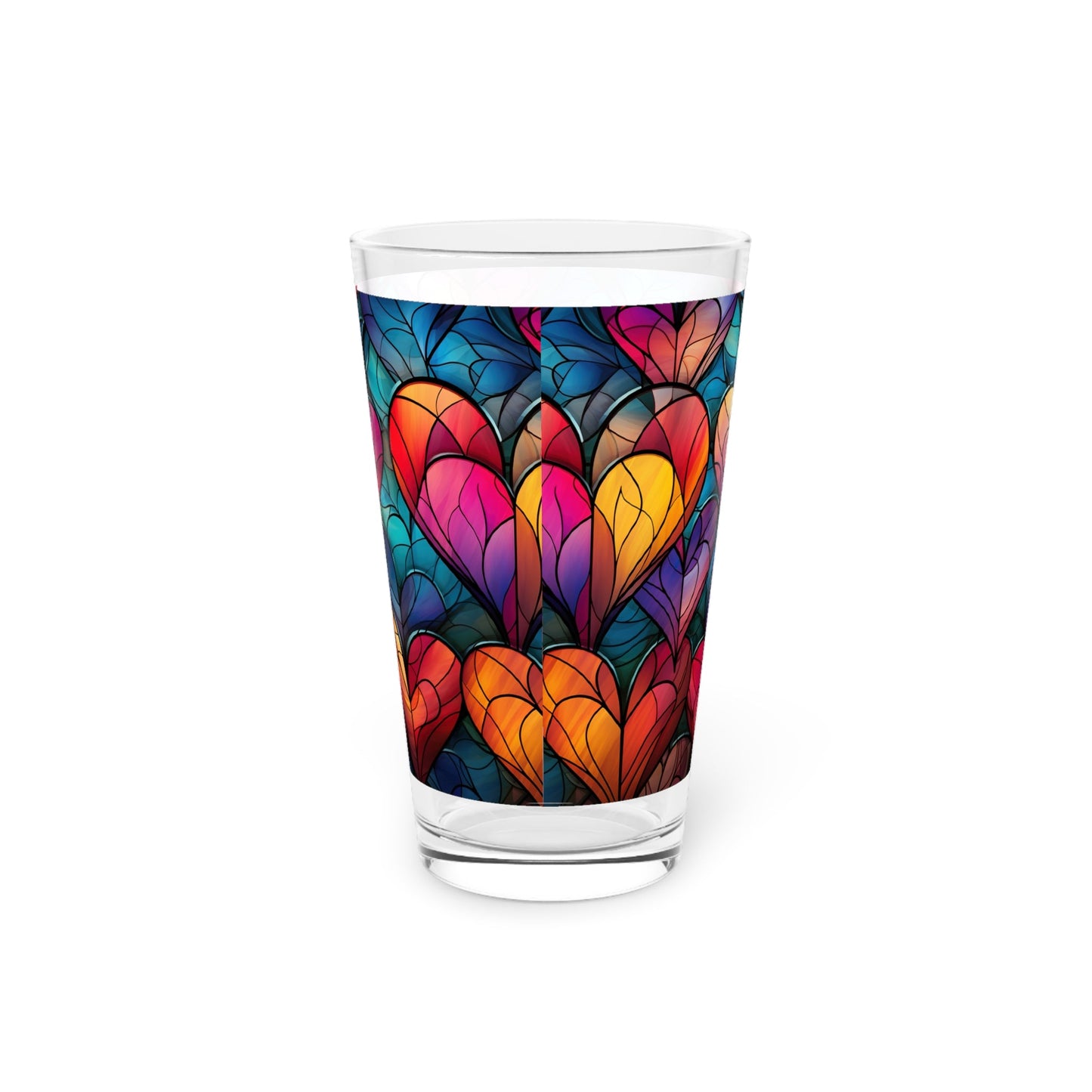 Love in Full Spectrum: A Vibrant Rainbow Heart Stained Glass artwork on a 16oz Pint Glass Gift idea gifts for home decor housewarming gift - - Mug