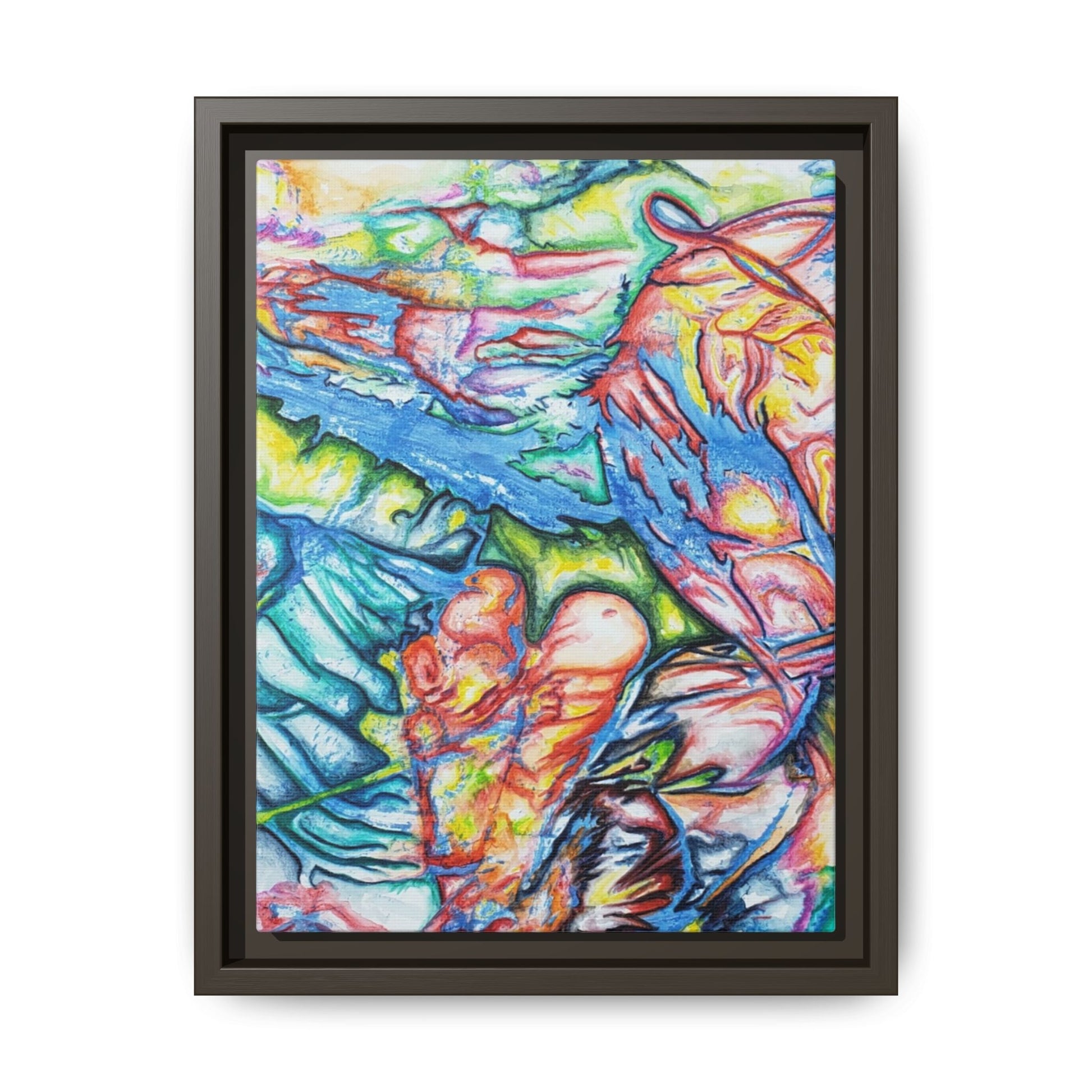 Multi-Color Abstract Framed Canvas Art Print - Kia Day Design
