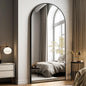 Arched Full-Length Mirror Black Metal Frame Floor Mirror - Black 76"L x 34"W - Mirror