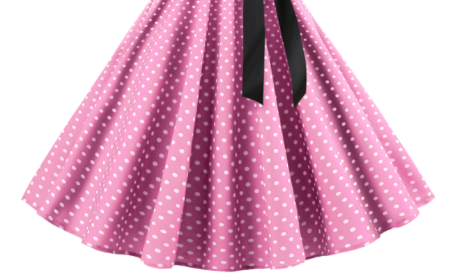 Polka Dot Strapless Vintage Dress with Flared Skirt - - dress
