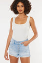 Kancan Distressed Button Fly Denim Shorts - Medium -
