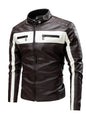 Men's Plus Size Contrast Zip Up Long Sleeve Jacket - Coffee Brown -