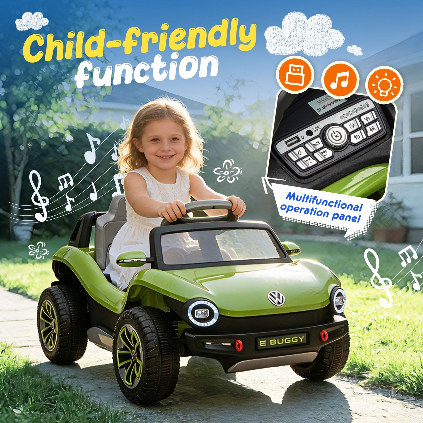 12V Licensed Volkswagen Beetle Kids Ride On Electric Car - - Kids Bikes & Riding Toys