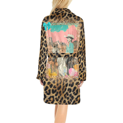 Baha Ranch Retro Pop Western Leopard Cowgirl Robe - - Robes