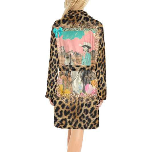 Baha Ranch Retro Pop Western Leopard Cowgirl Robe - - Robes