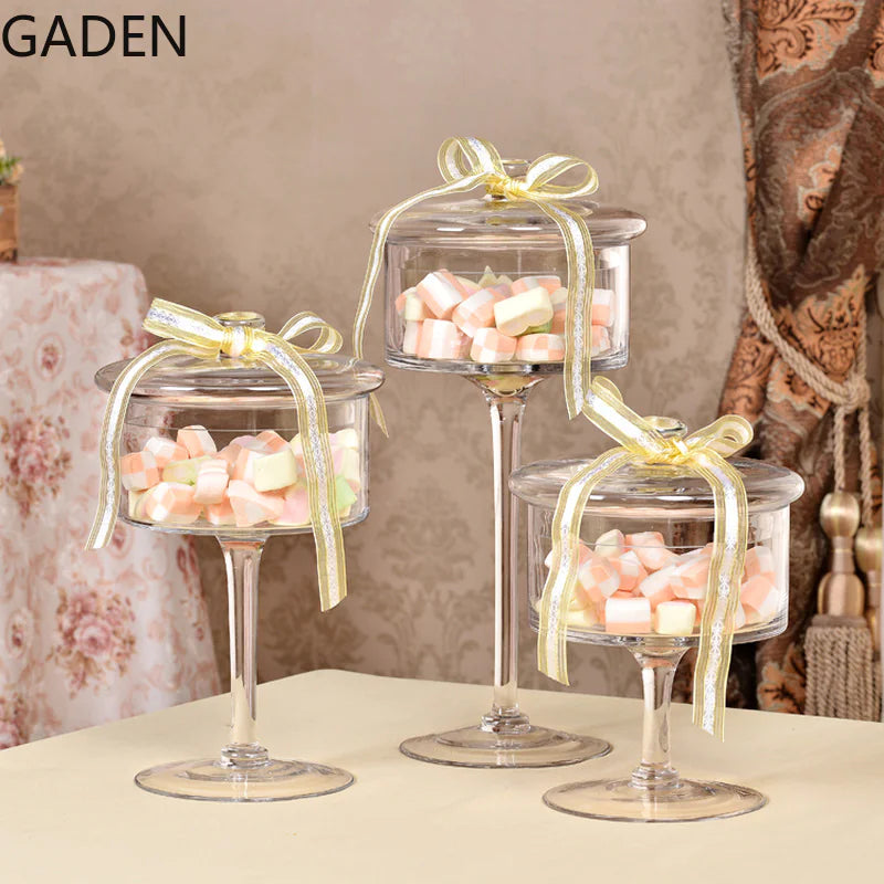 European Style Tall Transparent Glass Candy Jar with Lid - Kia Day Design