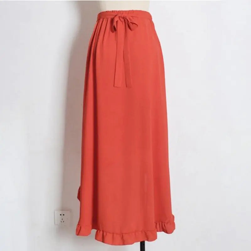 Lace Up Ankle Split Maxi Skirt - - skirt