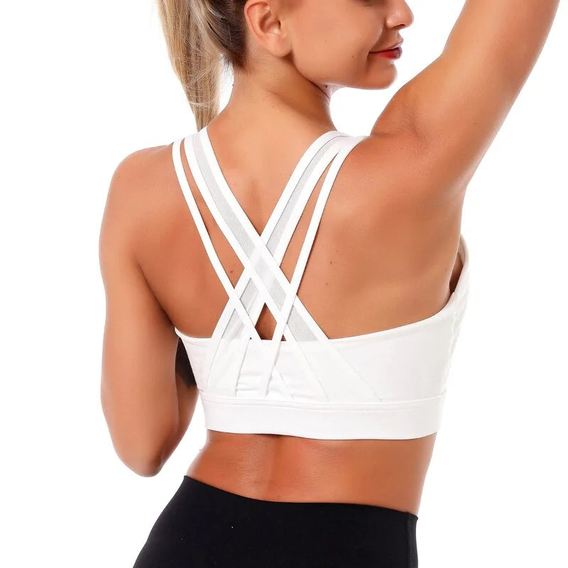 Push Up Back Sport Gathered Bra - White UpperB-66-70 25.98-27.55,UnderB-60-64 23.62-25.19 - bra