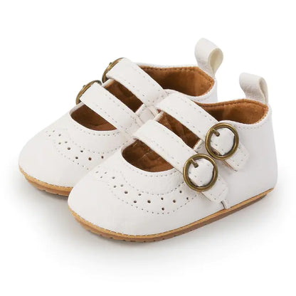 Multicolor Retro Leather Shoes Baby White white 13-18 Months