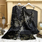 Printed Ice Silk Sling Nightgown - Black Cherry M - nightgown