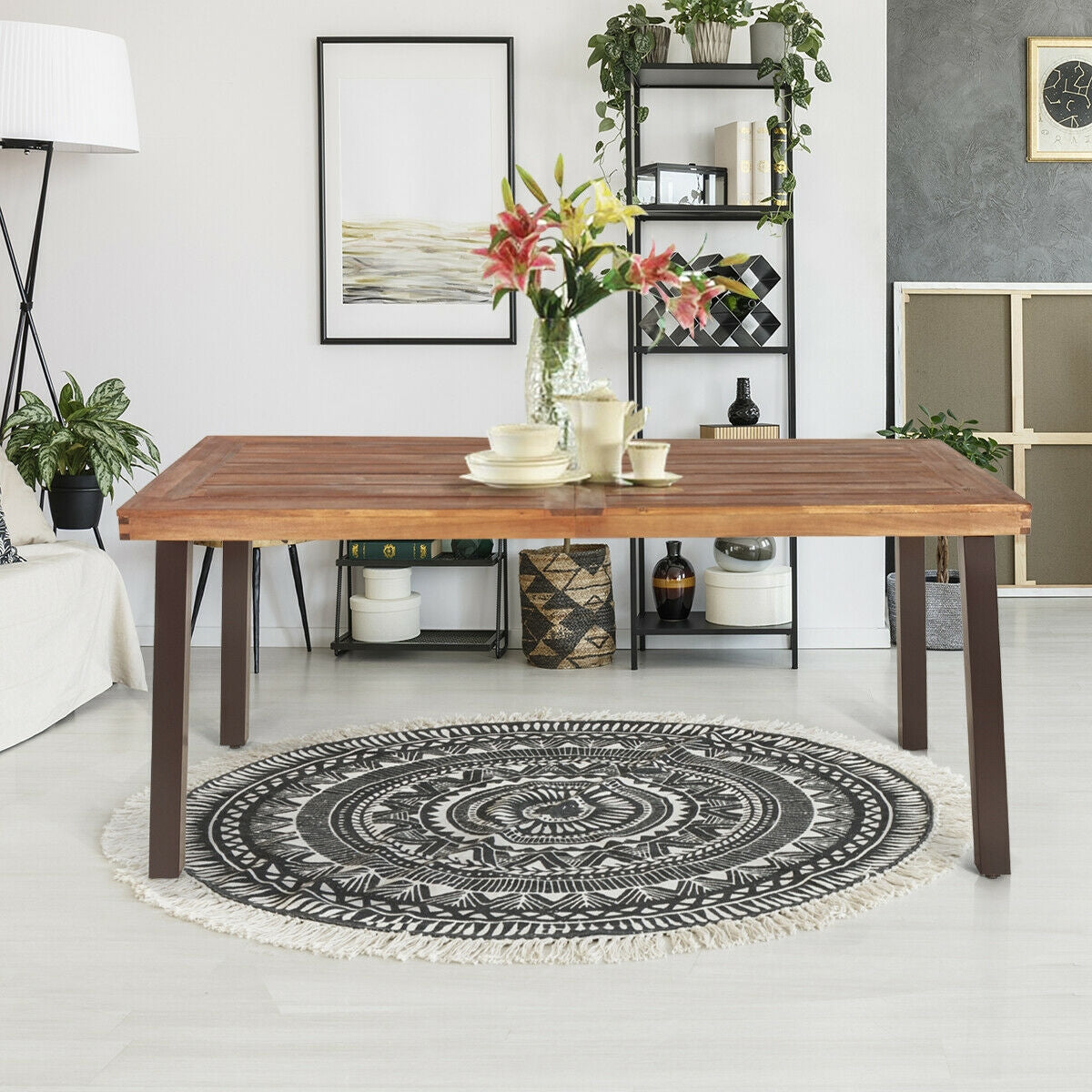 Rectangular Acacia Wood Rustic Dining Furniture Table- DirectDeals- {{Product type}}