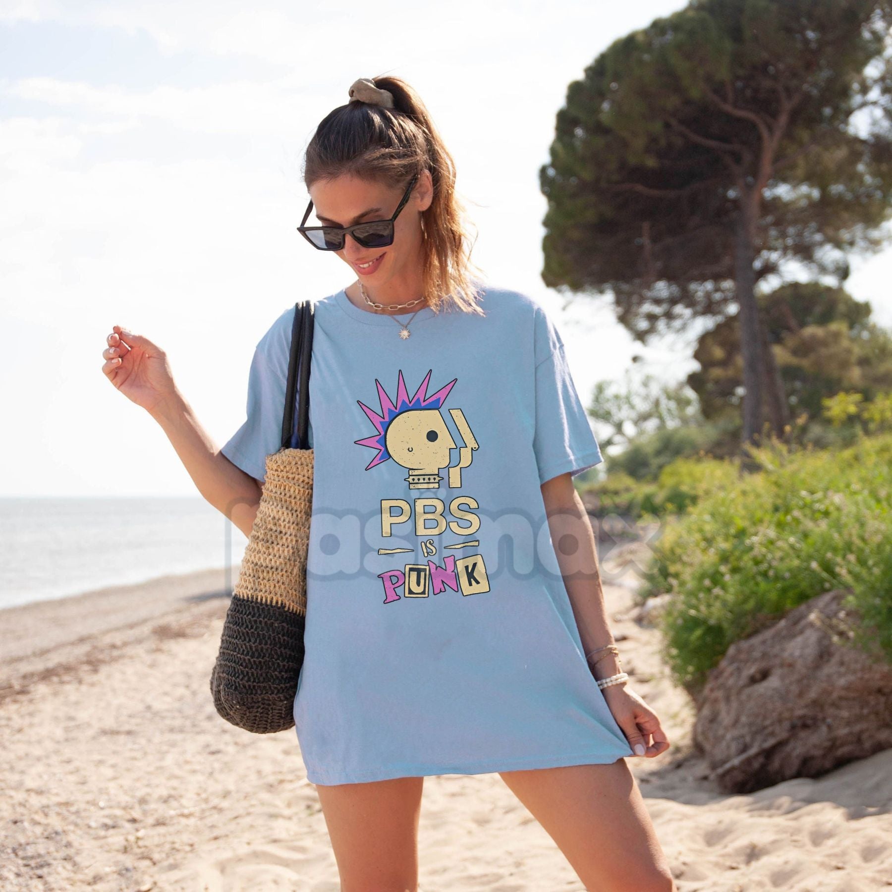 "PBS Is Punk" T-Shirt - Funny Punk Rock Parody Tee, Public Broadcasting Humor, Unisex Graphic Shirt- Pasimax- {{Product type}}