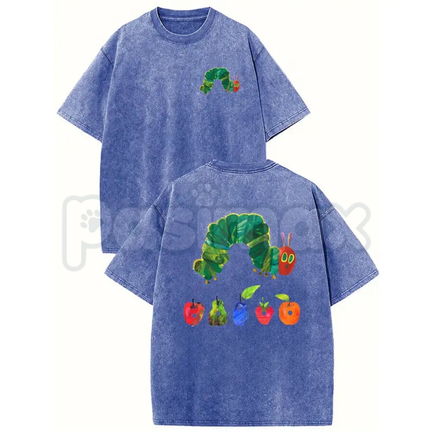 The Very Hungry Caterpillar T-Shirt – Holafish Two-Sided Vintage Print, Lightweight Acid Washed Retro Cotton Graphic Tee- Pasimax- {{Product type}}