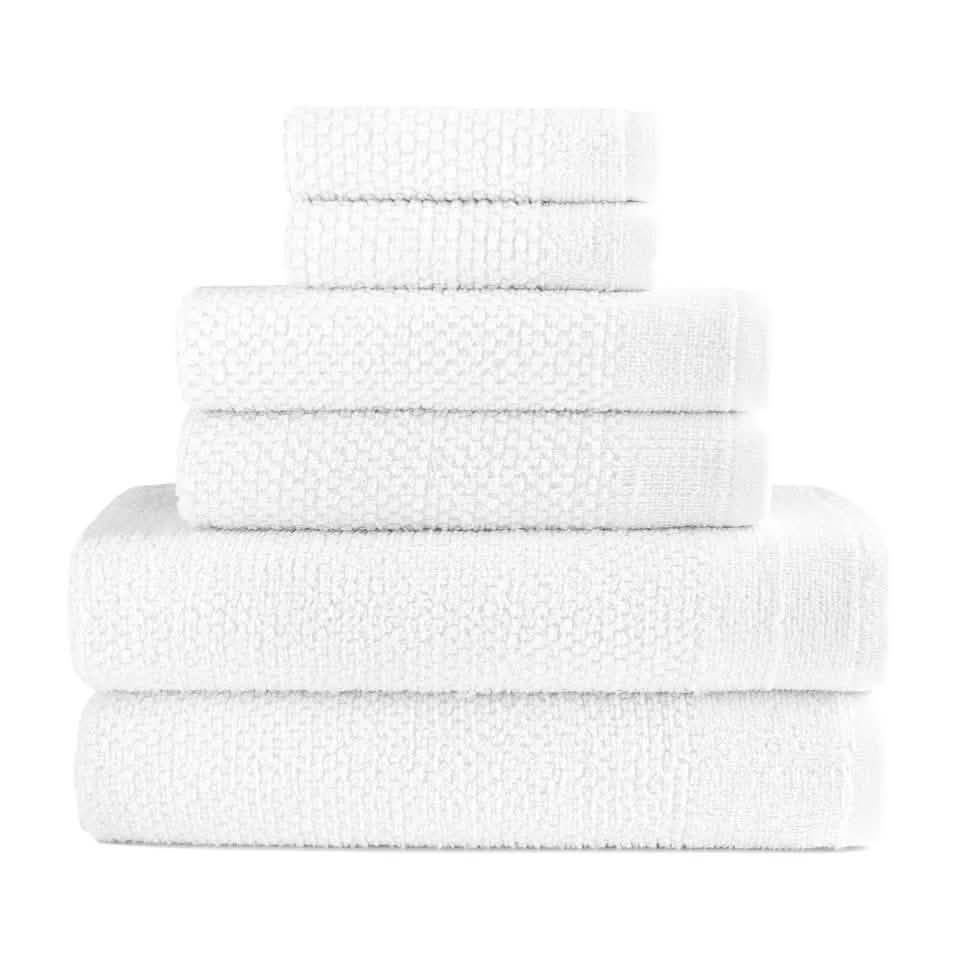 6-Piece: Dan River Popcorn Cotton Bath Towel Set - White - Bath