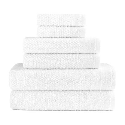 6-Piece: Dan River Popcorn Cotton Bath Towel Set - White - Bath