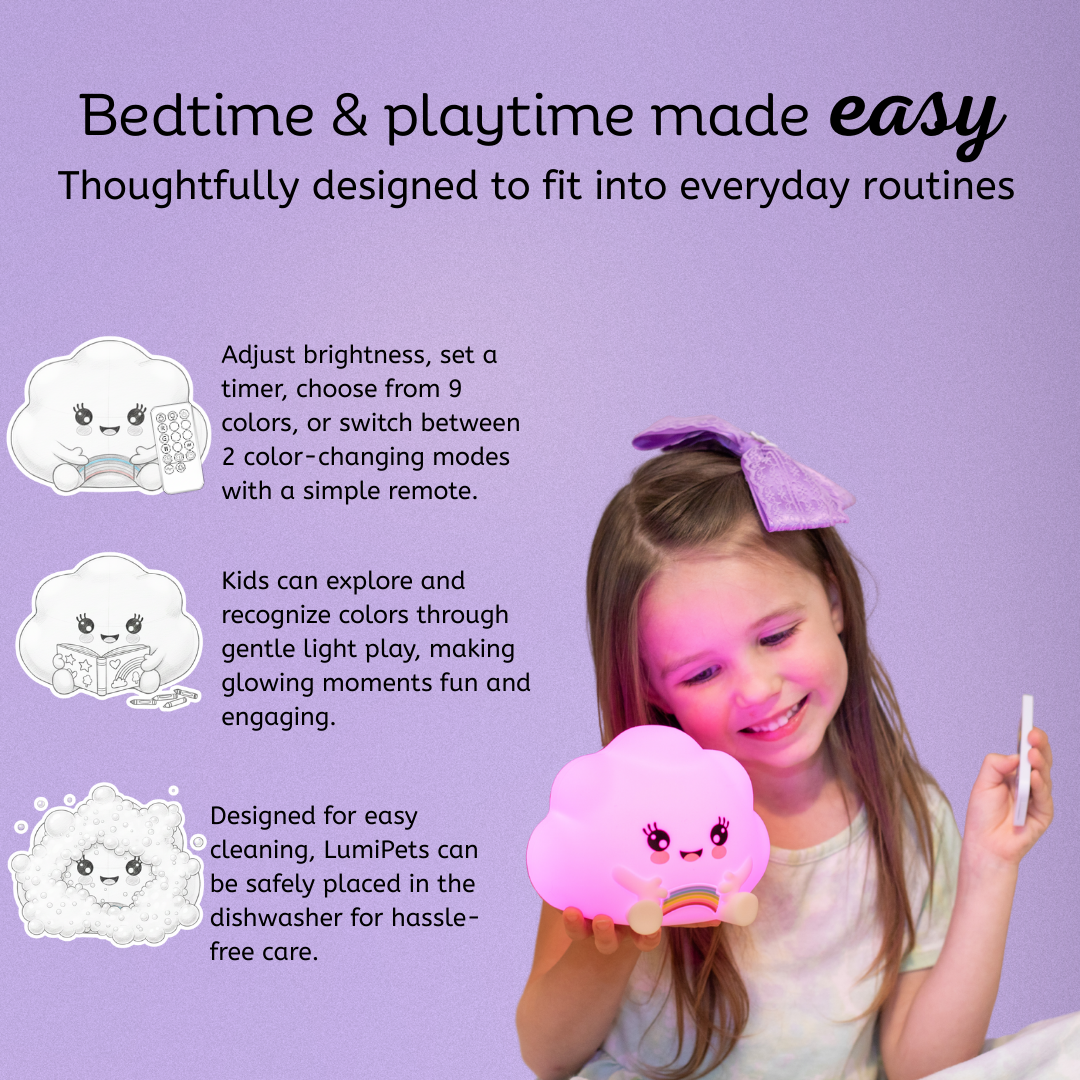 LumiPets® Kawaii Cloud - Children's Nursery Touch Night Light - - Item 0112