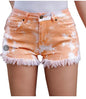 Medium Waist Light Washed Tie Dye Denim Shorts