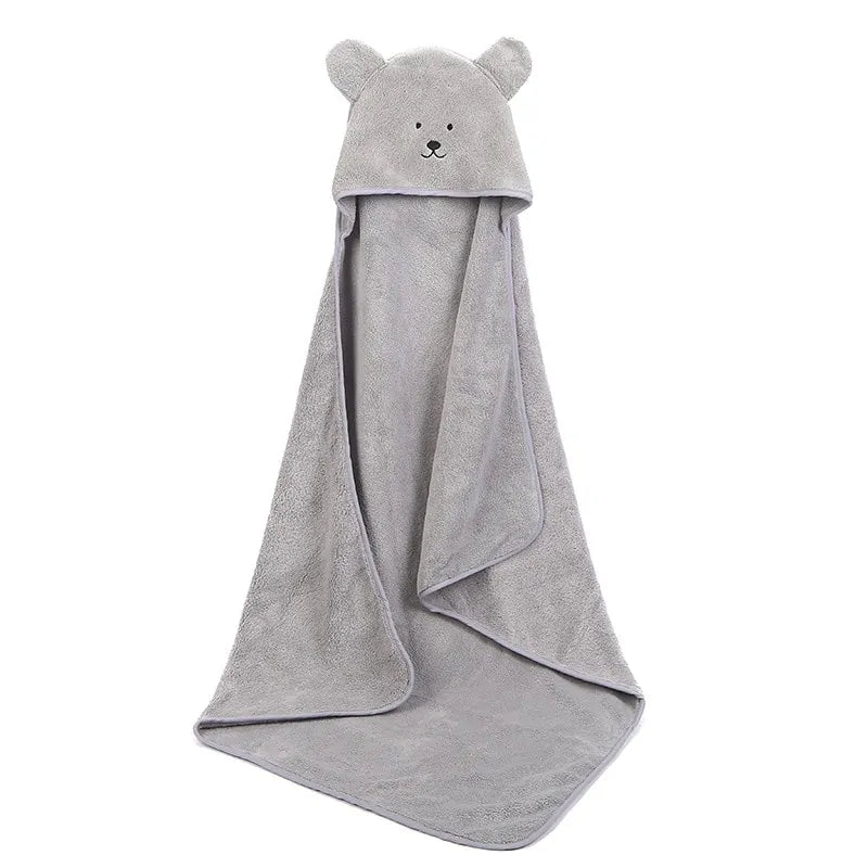 Baby Hooded Poncho Bath Towel - Gray 90x90 Centimeter - baby towel