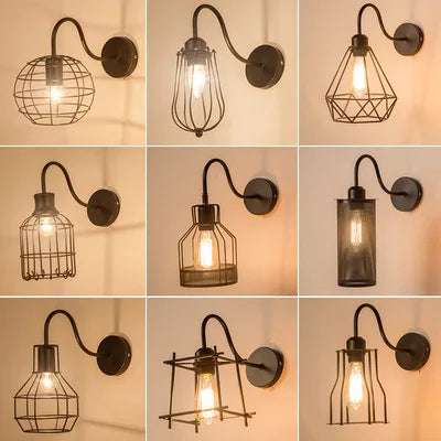 Single Head Industrial Vintage Retro Wooden Metal Wall Lamp