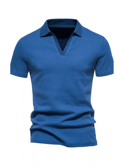 Men's Plus Size Casual Notched Short Sleeve Polo - -
