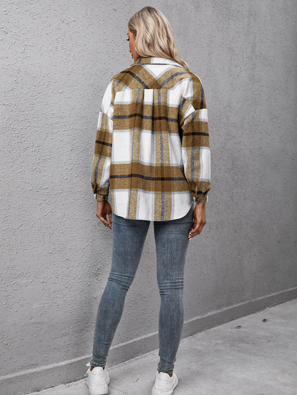 Ivy Lane Plaid Long Sleeve Shirt Jacket - -