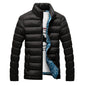 Mens Winter Coat with Standing Collar and Down Filling - Black XL - coat