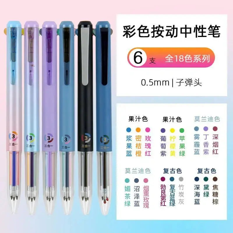 3 in 1 Multicolor Pen 6 Pen 18colors