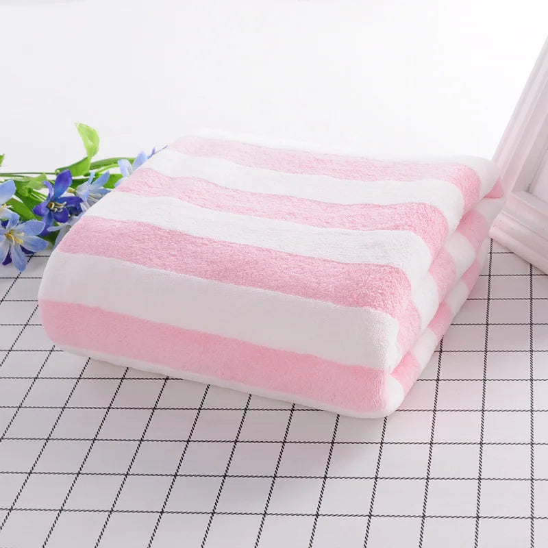 Absorbent Microfiber Stripe Bath Towel