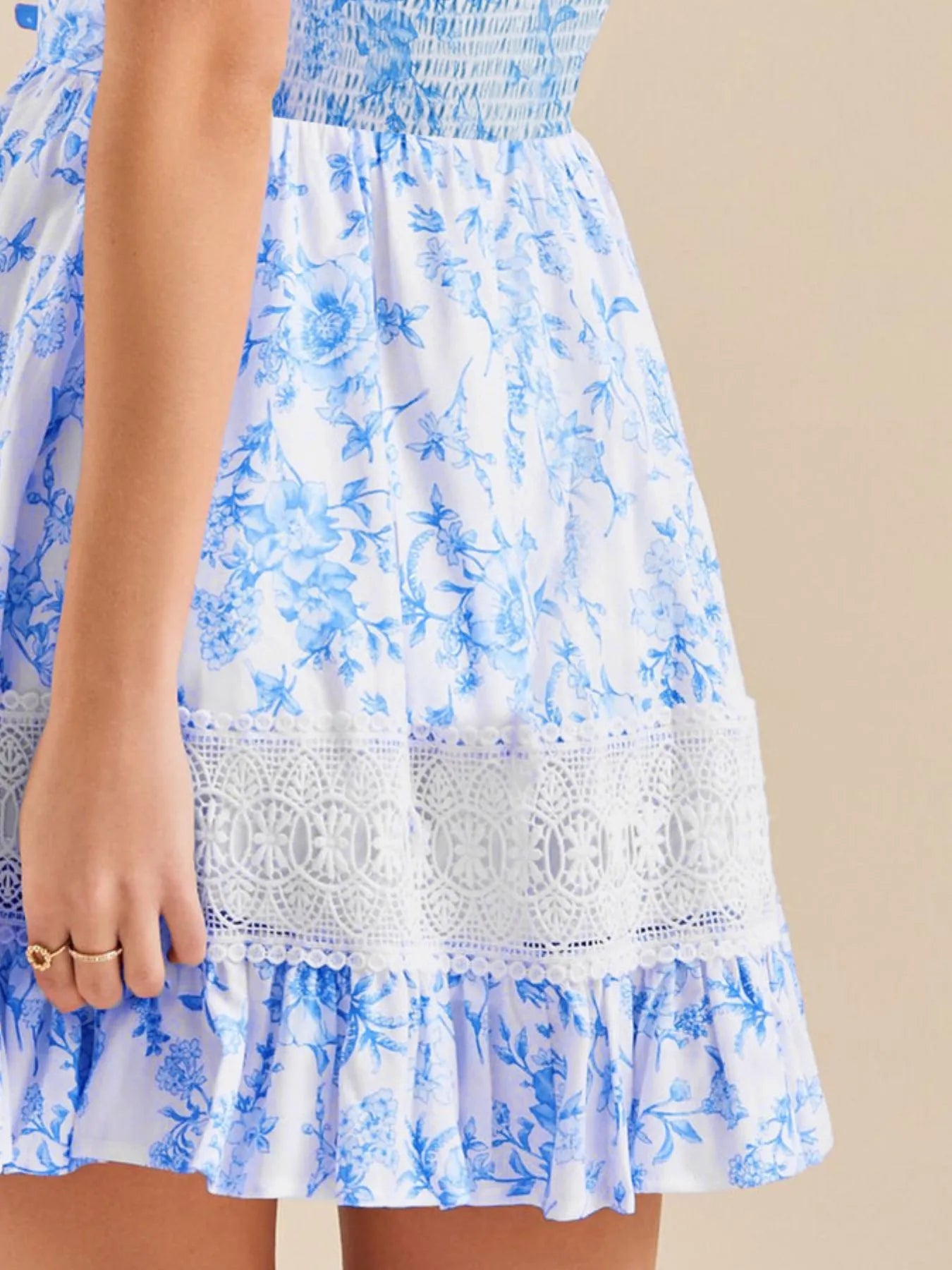 Ruffled Hem Printed Tube Dress - -
