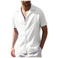 Men's Loose Casual Linen Shirt Cuba Guayabella Short-Sleeved Beach Shirt Men