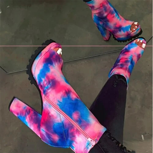 Zipped Open Toe Ankle Boots - Kia Day Design