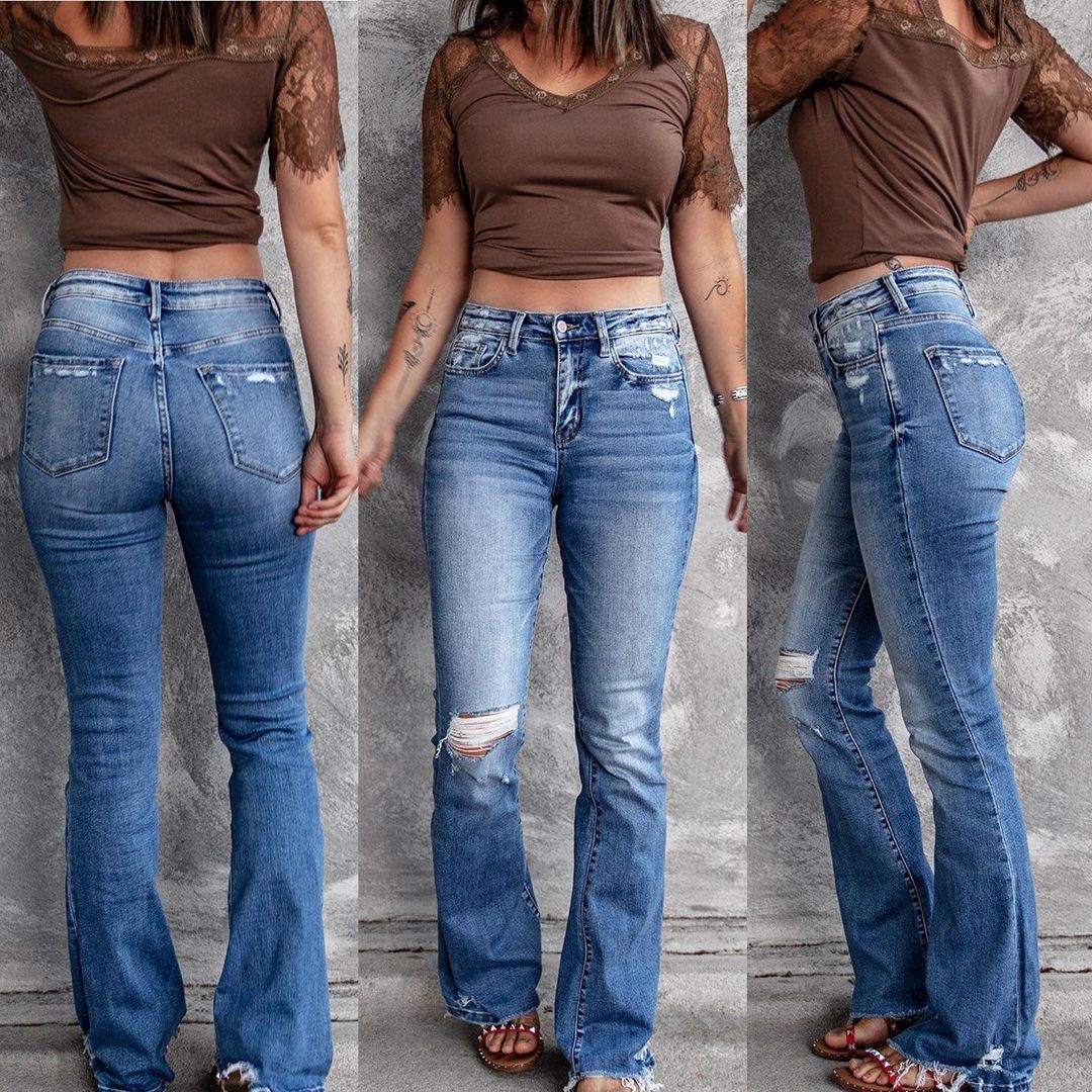 Retro Stretch Slim Micro Flared Jeans - - Women's Fashion - Women's Clothing - Bottoms - Jeans