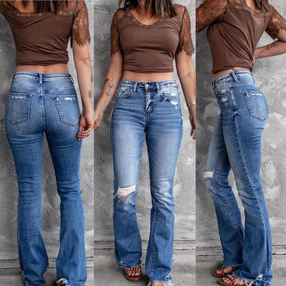 Retro Stretch Slim Micro Flared Jeans - - Women's Fashion - Women's Clothing - Bottoms - Jeans