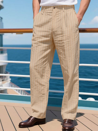 Men's Full Size Striped Wide Leg Pant Plus Size - -